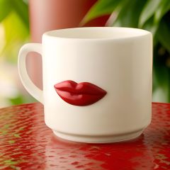Metalli Dudak Seramik Kupa Bardak Mug Neskafe Fincanı