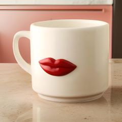 Metalli Dudak Seramik Kupa Bardak Mug Neskafe Fincanı