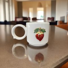 Metalli Çilek Seramik Kupa Bardak Mug Neskafe Fincanı