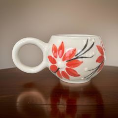 Ece Turuncu Zambak Kupa Bardak Mug Duble Kahve Fincanı