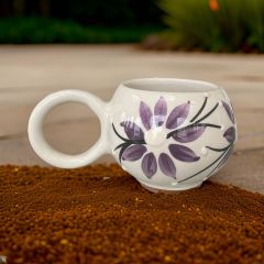 Ece Lila Zambak Kupa Bardak Mug Duble Kahve Fincanı