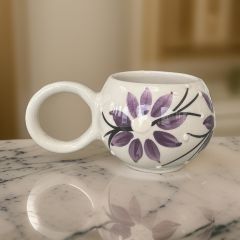Ece Lila Zambak Kupa Bardak Mug Duble Kahve Fincanı