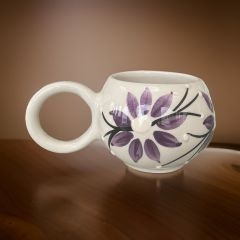 Ece Lila Zambak Kupa Bardak Mug Duble Kahve Fincanı