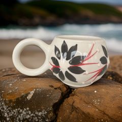 Ece Siyah Zambak Kupa Bardak Mug Duble Kahve Fincanı