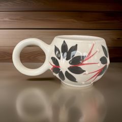 Ece Siyah Zambak Kupa Bardak Mug Duble Kahve Fincanı