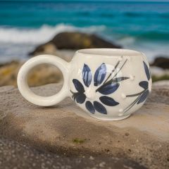 Ece Lacivert Zambak Kupa Bardak Mug Duble Kahve Fincanı