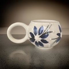 Ece Lacivert Zambak Kupa Bardak Mug Duble Kahve Fincanı