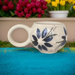 Ece Lacivert Zambak Kupa Bardak Mug Duble Kahve Fincanı