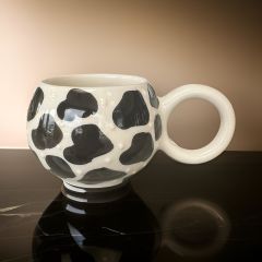 Ece Siyah Dalmaçyalı Kupa Bardak Mug Duble Kahve Fincanı