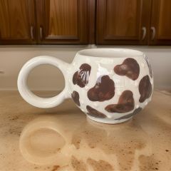 Ece Kahverengi Dalmaçyalı Kupa Bardak Mug Duble Kahve Fincanı