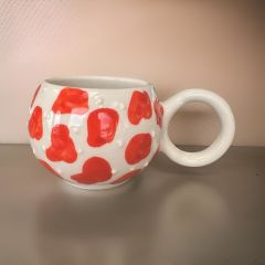 Ece  Turuncu Dalmaçyalı Kupa Bardak Mug Duble Kahve Fincanı