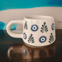 Klasik Atmalı Nazar Kupa Bardak Mug Duble Kahve Fincanı