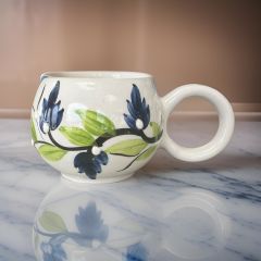 Ece  Lacivert Üzüm Bağı Kupa Bardak Mug Duble Kahve Fincanı