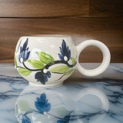 Ece  Lacivert Üzüm Bağı Kupa Bardak Mug Duble Kahve Fincanı