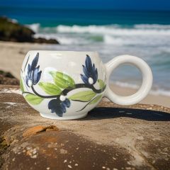 Ece  Lacivert Üzüm Bağı Kupa Bardak Mug Duble Kahve Fincanı