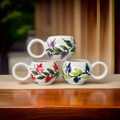 3 Adet Ece Üzüm Bağı Kupa Bardak Mug Duble Kahve Fincanı