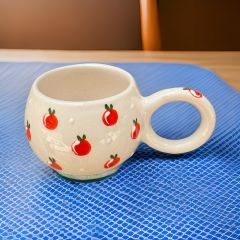 Ece  Baby Kırmızı Elma Seramik Kupa Bardak Mug Duble Kahve Fincanı