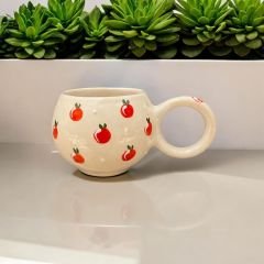 Ece  Baby Kırmızı Elma Seramik Kupa Bardak Mug Duble Kahve Fincanı