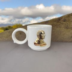 Halka Kulp Altın Sarısı Atatürk Seramik Kupa Bardak Mug