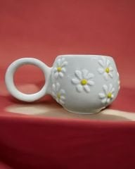 Ece Çayır Papatya Seramik Kupa Bardak Mug