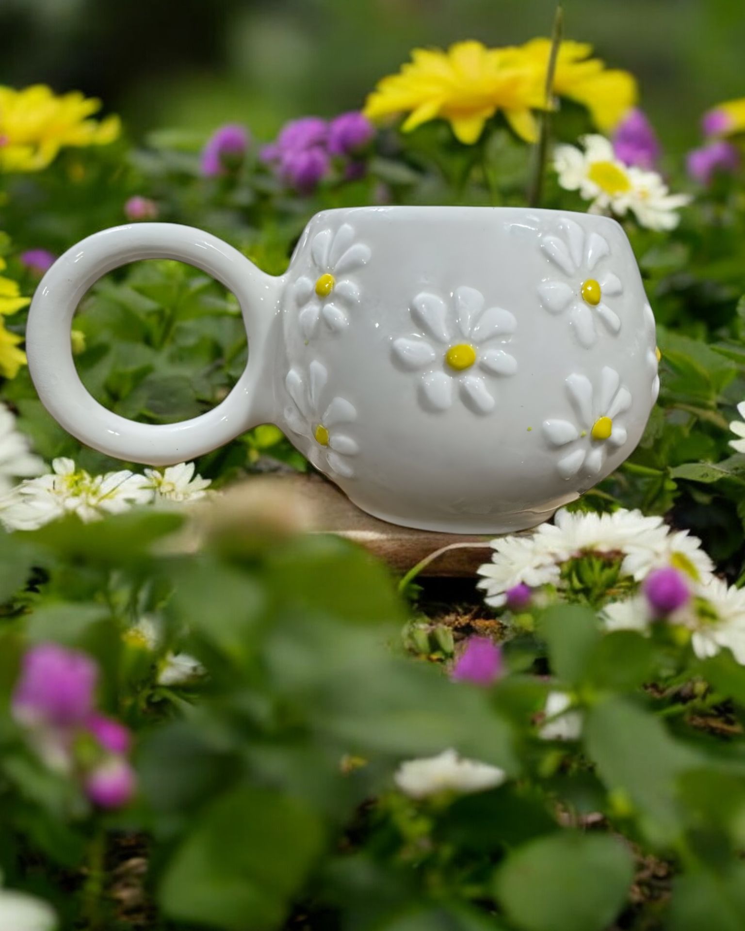 Ece Çayır Papatya Seramik Kupa Bardak Mug