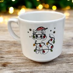 Süslü Yılbaşı Kedisi Hediyelik Seramik Times Kupa Bardak Mug