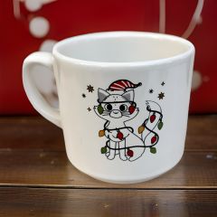 Süslü Yılbaşı Kedisi Hediyelik Seramik Times Kupa Bardak Mug