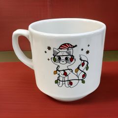 Süslü Yılbaşı Kedisi Hediyelik Seramik Times Kupa Bardak Mug
