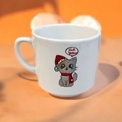 Yılbaşı Noel Baba Gri Kedi Temalı Hediyelik Seramik Times Kupa Bardak Mug