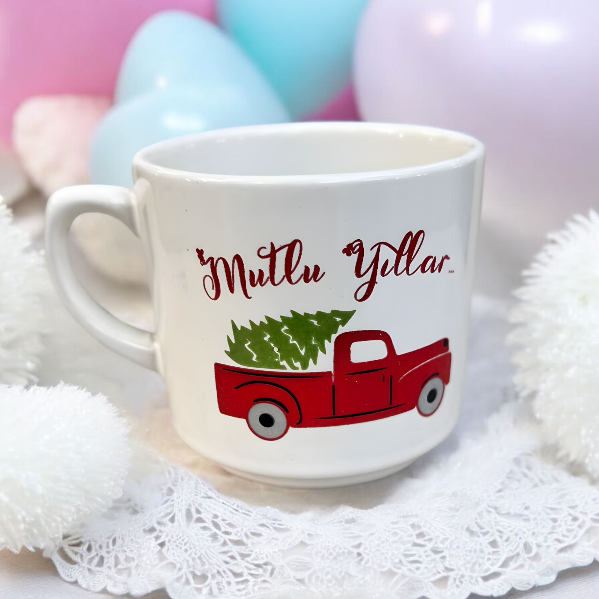 Yılbaşı Temalı Times Araba Seramik Kupa Bardak Mug