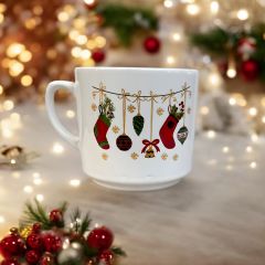 Yılbaşı Çorap desenli Hediyelik Seramik Times Kupa Bardak Mug