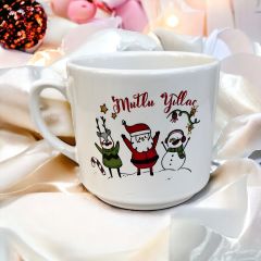 Yılbaşı Kardanadam ve Noel Baba Seramik Times Kupa Bardak Mug