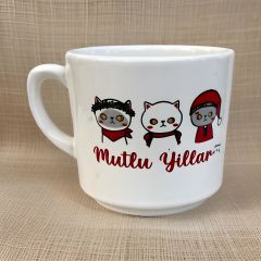 Yılbaşı 3 lü Kedi Seramik Times Kupa Bardak Mug