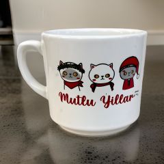 Yılbaşı 3 lü Kedi Seramik Times Kupa Bardak Mug