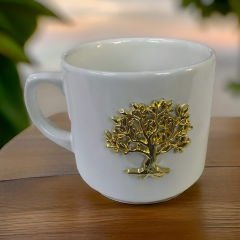 Metalli Hayat Ağacı Hediyelik Seramik Times Kupa Bardak Mug