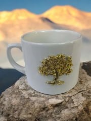 Metalli Hayat Ağacı Hediyelik Seramik Times Kupa Bardak Mug