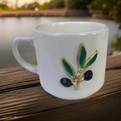 Metalli Zeytin Dalı Seramik Times Kupa Bardak Mug