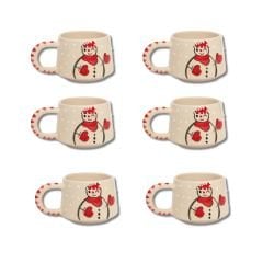 6 Adet  El İşi Klasik Seramik Yılbaşı Temalı Kardanadam Kupa Bardak Mug