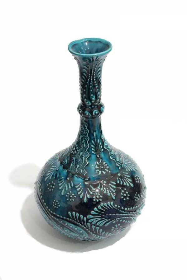 İlbay 30 cm Turkuaz Çini Seramik Vazo