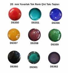25 mm Yuvarlak Tek Renk Çini Takı Taşları