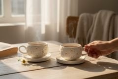 Çayır Papatya Desenli 2 Adet Beren Tabaklı Kupa