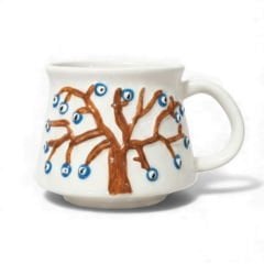 Kabartma Nazar Ağacı Desenli Seramik Kupa
