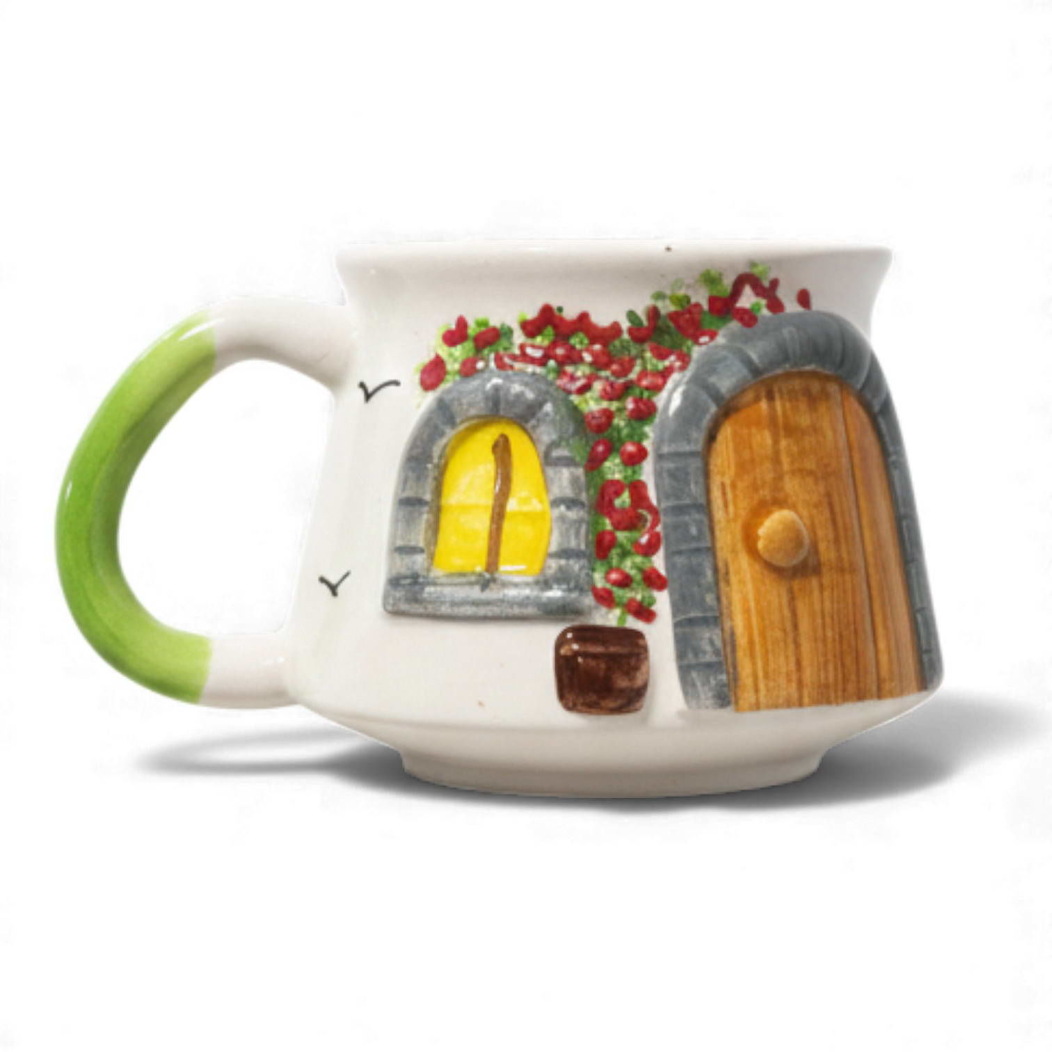 Kabartma Mutlu Yuva Kapısı Desenli Seramik Kupa