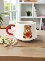 Kabartma Kalpli Ayıcık Desenli Seramik Kupa