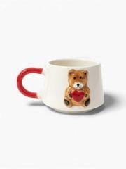 Kabartma Kalpli Ayıcık Desenli Seramik Kupa