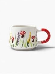 Kabartma Papatyalı Mantar Desenli Seramik Kupa