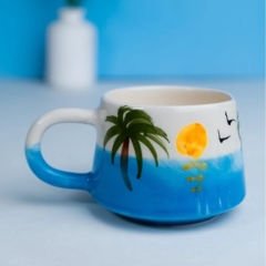Seramik Kupa Bardak Mug Klasik Palmiye