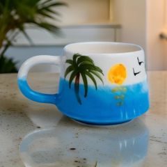 Seramik Kupa Bardak Mug Klasik Palmiye
