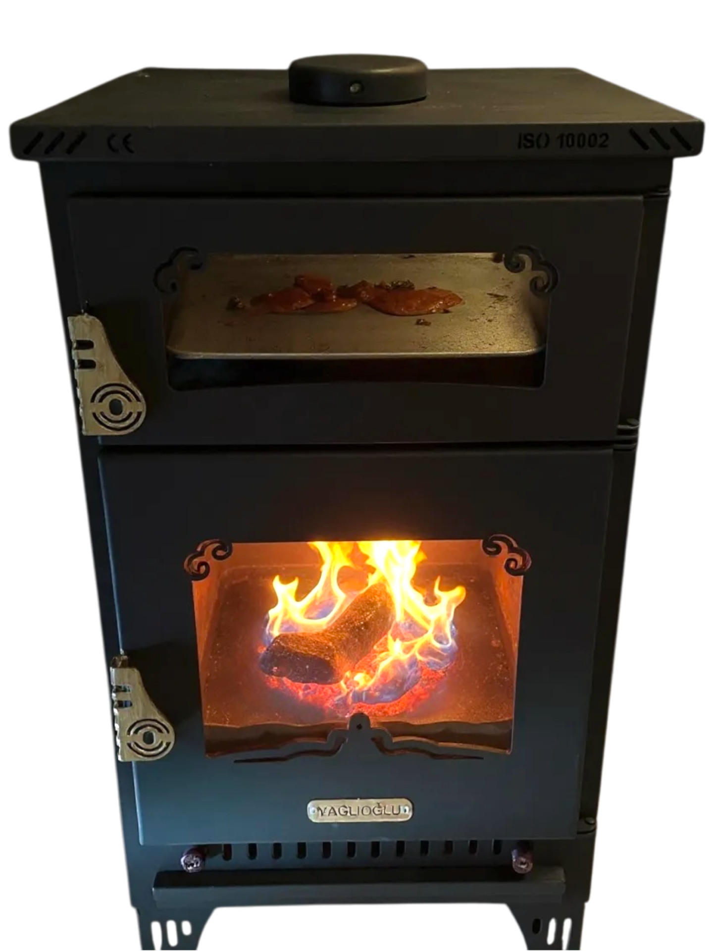 Şömine Fırınlı 2 Camlı Odunlu-Pelet Sobası (Özel Üretim)