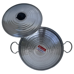 Krom Paslanmaz Yemek Pişirme Tavası (Kapaklı) 30 Cm'lik